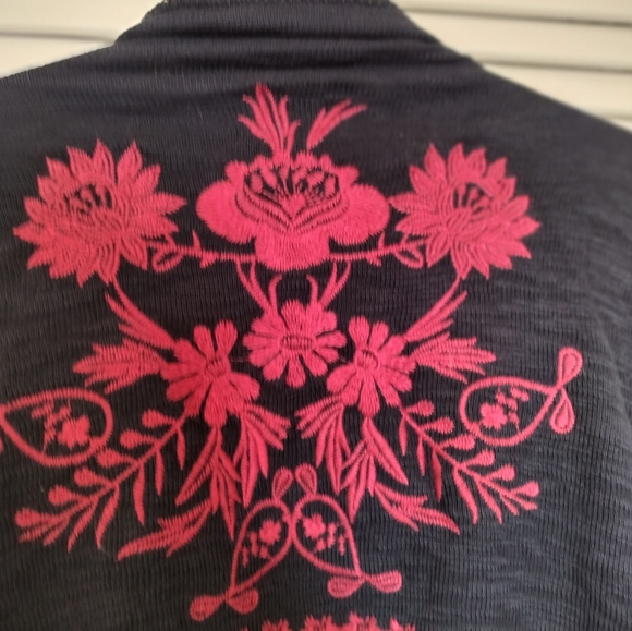 Coldwater Creek Open Front Embroidered Long Kimono Vest 100% Cotton XL Pockets - Picture 9 of 13